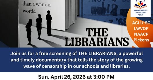 A graphic promoting the viewing of the film "The Librarians"