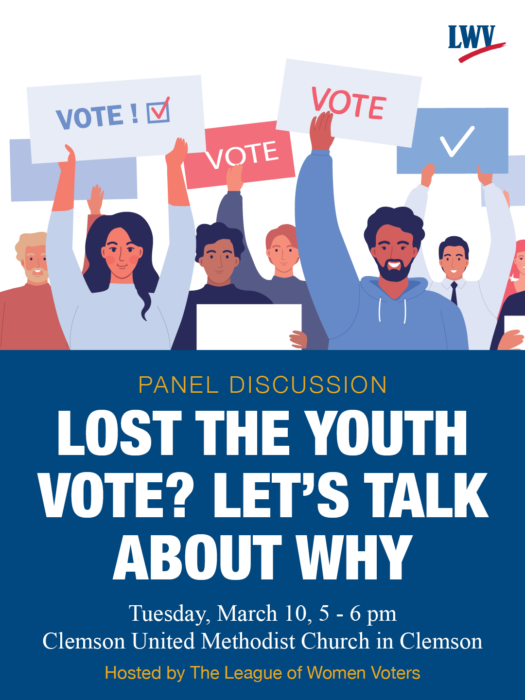 A graphic showing people holding up "Vote!" signs.