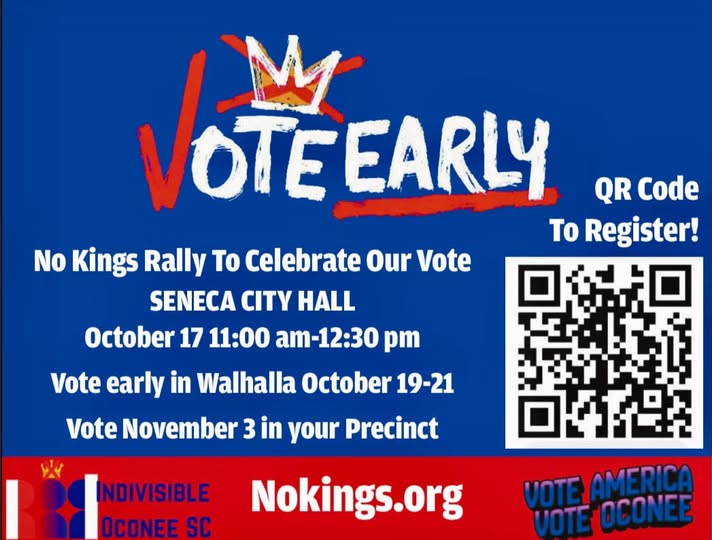A graphic promoting the Ne Kings Rally at Seneca City Hall