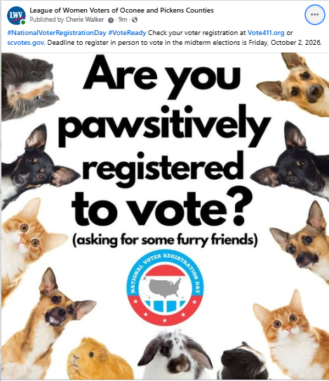 A graphic telling people to check their voter registration