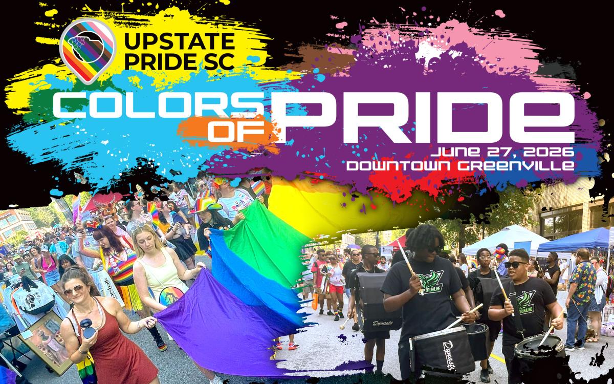 A graphic promoting Upstate Pride SC event Colors of Pride