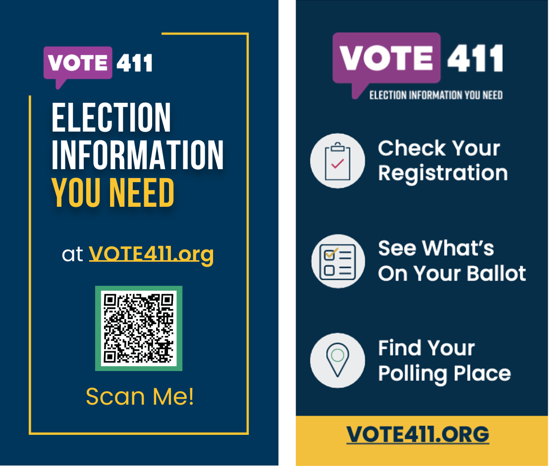 Two graphics that show information about Vote411