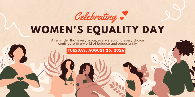A graphic for the Celebrating Women's Equality Day 
