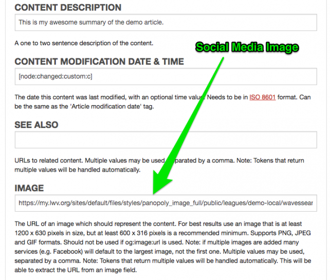 Example of changing the Image for social media websites