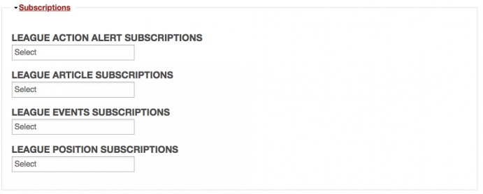 Example of editing Subscriptions on MyLO