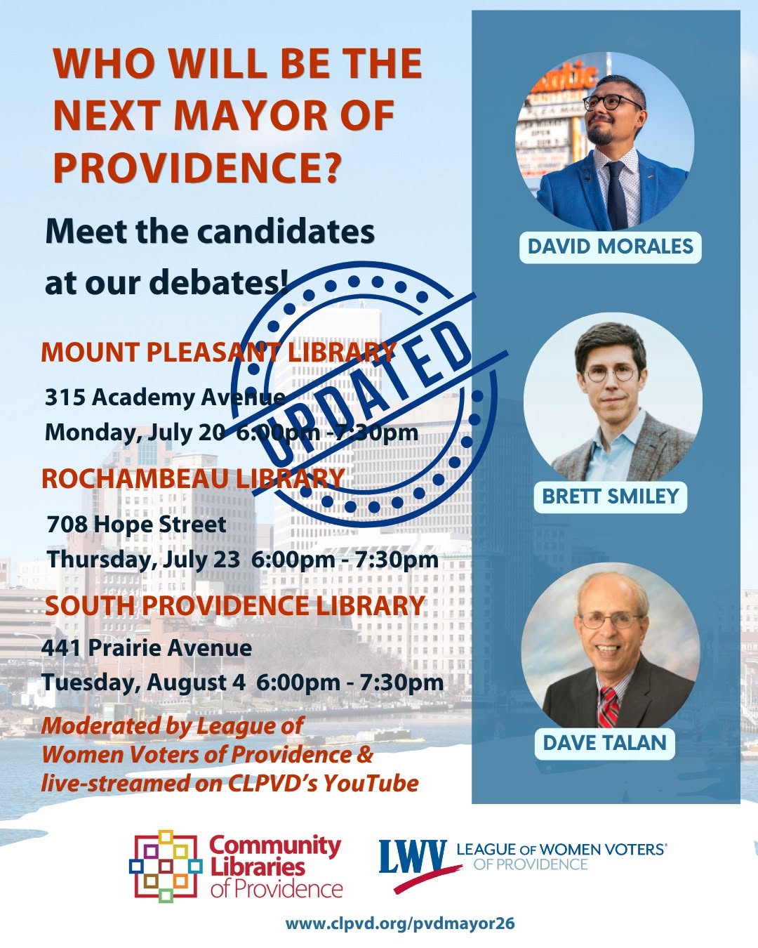 CLP & LWV Providence Mayoral debate poster
