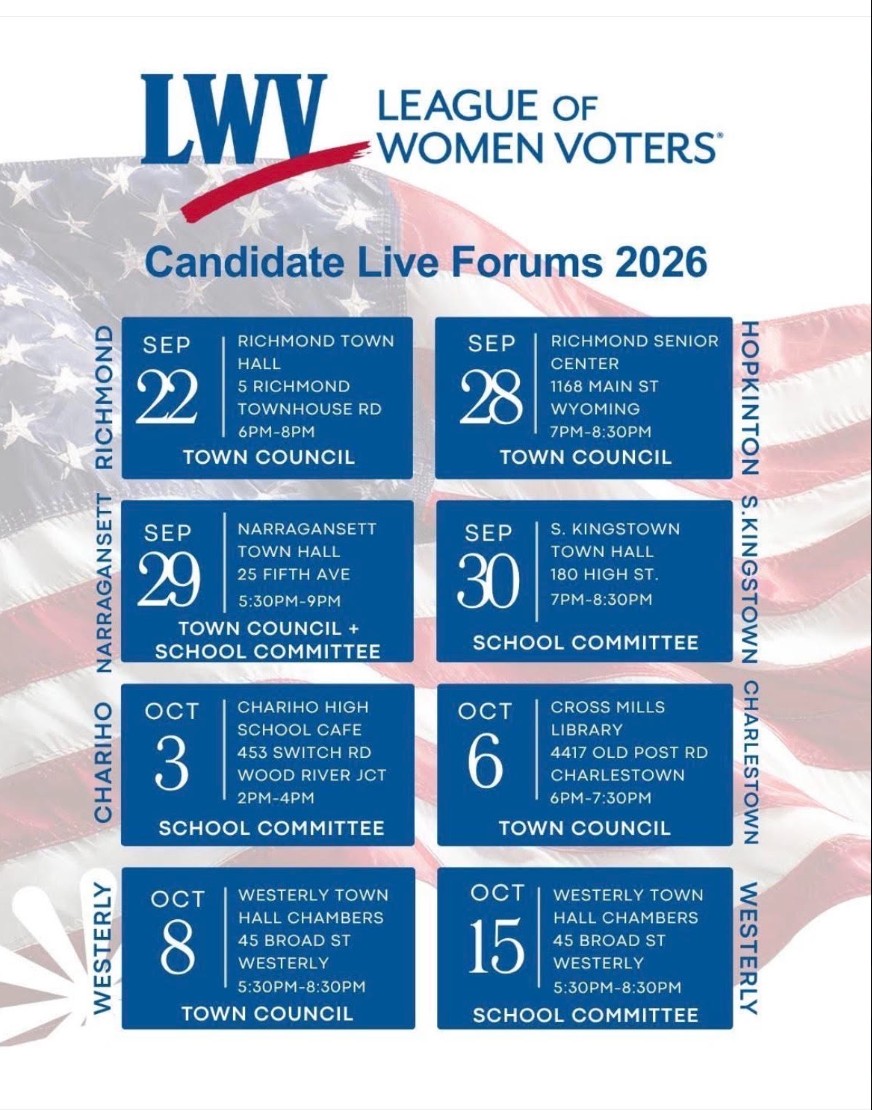 List of 2026 LWV South County forums