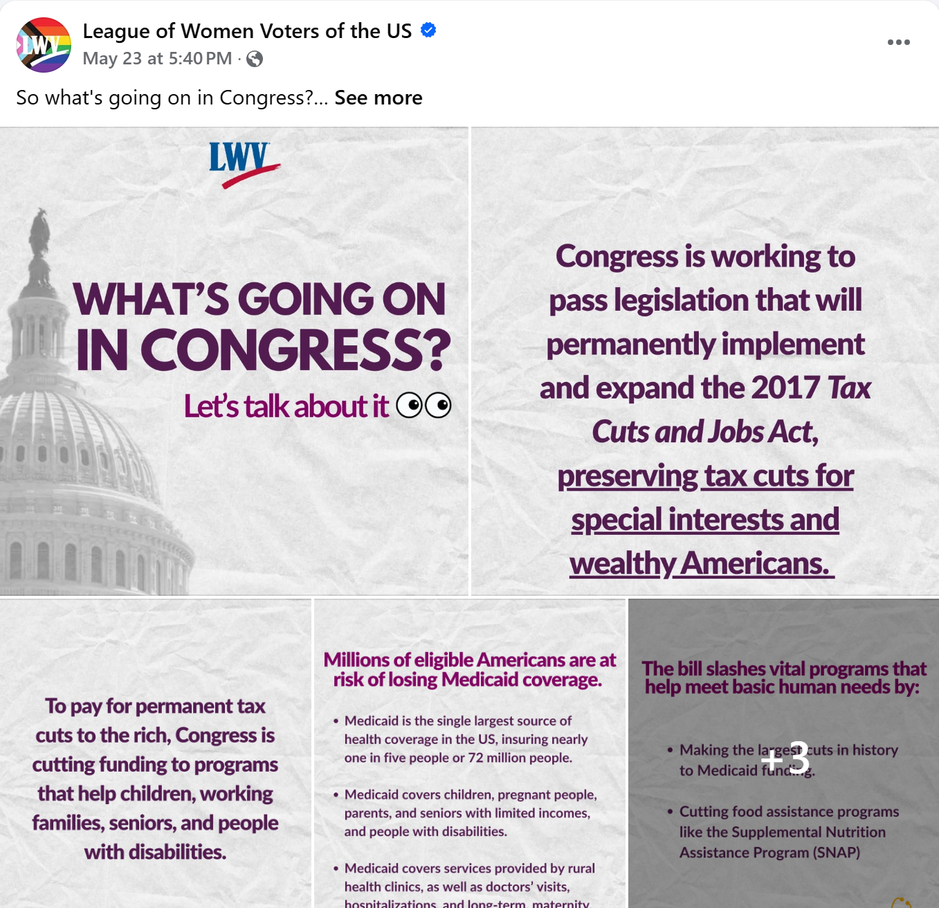 LWVUS Facebook post H.R. 1 graphic