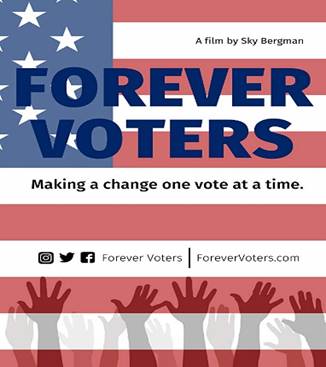 Forever Voters image of American Flag background with text Forever Voters on top of image