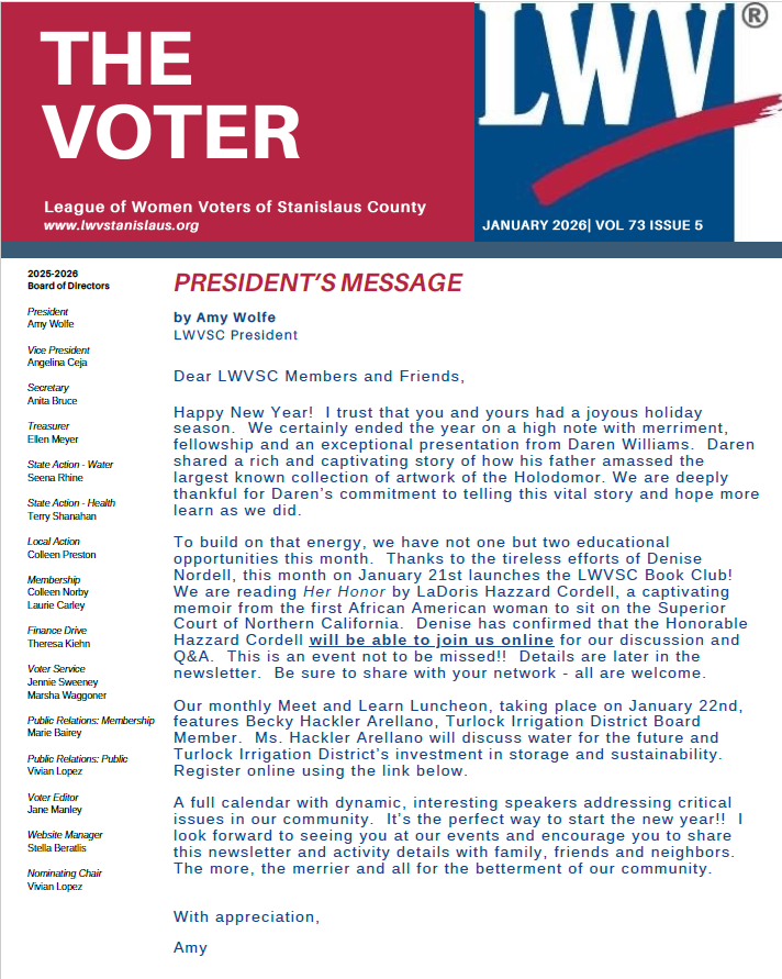 Jan 2026 Page 1 of THE VOTER