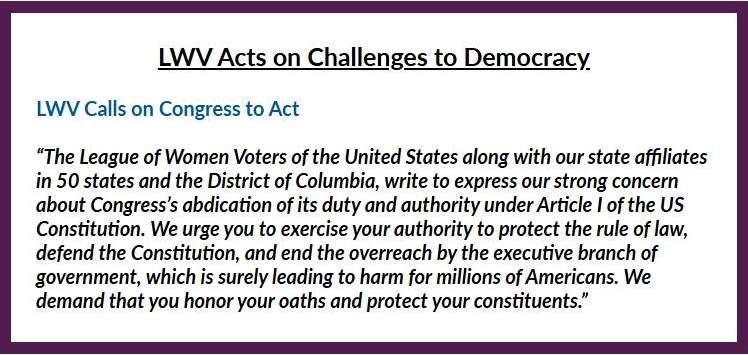 LWV Calls on Congress to Act