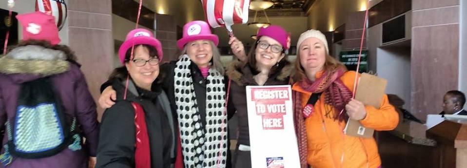 Members prepare to register voters