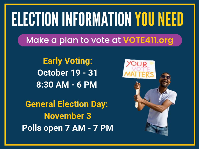 graphic with early voting and general election dates