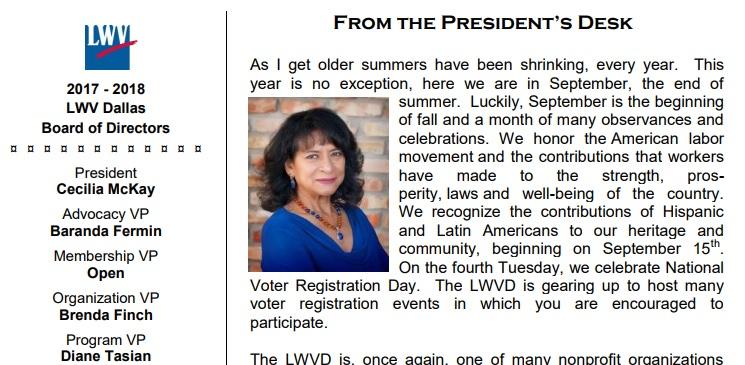 a page from the newsletter