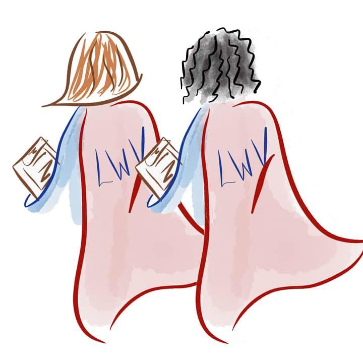 illustration, LWV superheroes with clipboards