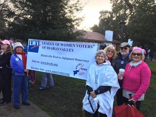 LWV Diablo Valley attends 2017 Women's March in Walnut Creek League members at local rally