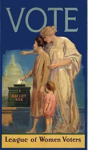 Vintage Votes for Women poster with mother and child