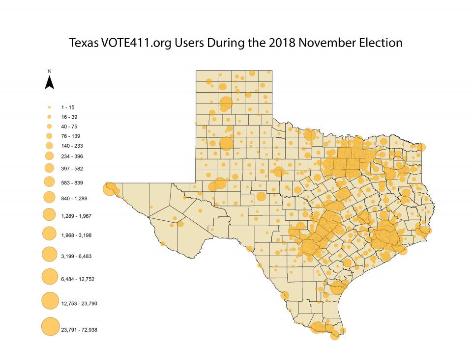 VOTE411 heat map texas