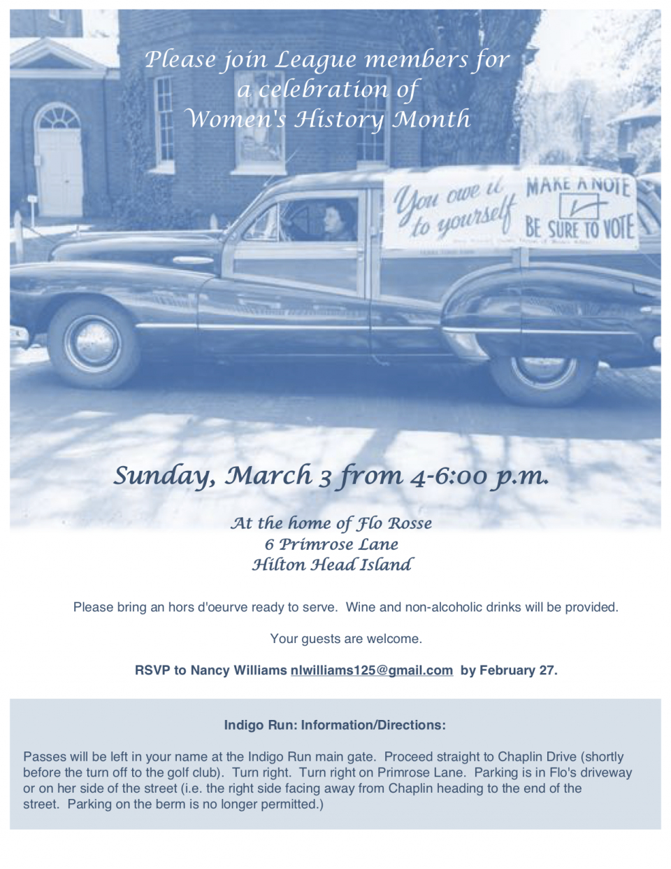 2019 Women's History Month Invitation Celebrate Women's History Month with the League on March 3, 4-6 p.m.