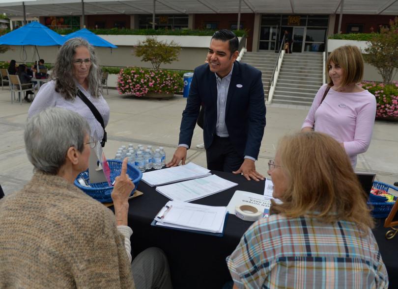 LWV Long Beach registering voters at Cal State Long Beach Voter Registration Booth Cal State Long Beach
