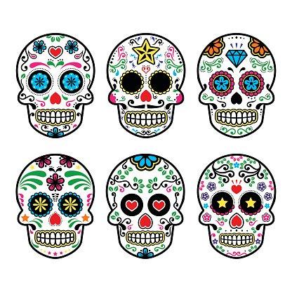 Mexican sugar skulls for Dia de los Muertos Image of Mexican sugar skulls for Dia de los Muertos