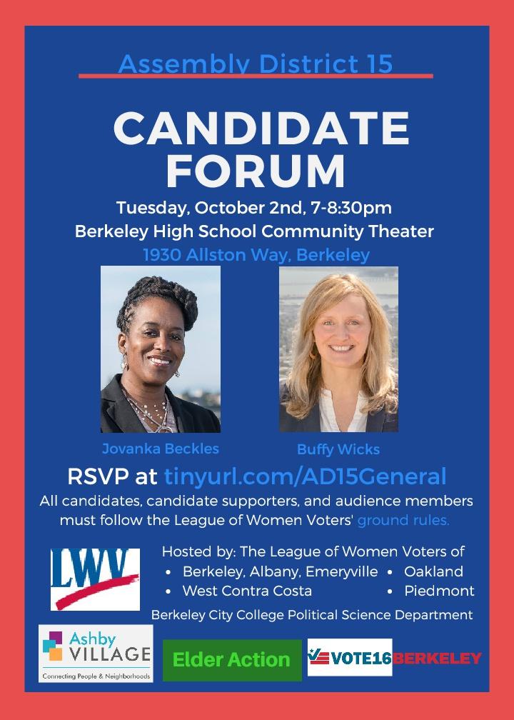 Assembly District 15 Candidate Forum Flier for Assembly District 15 Candidate Forum