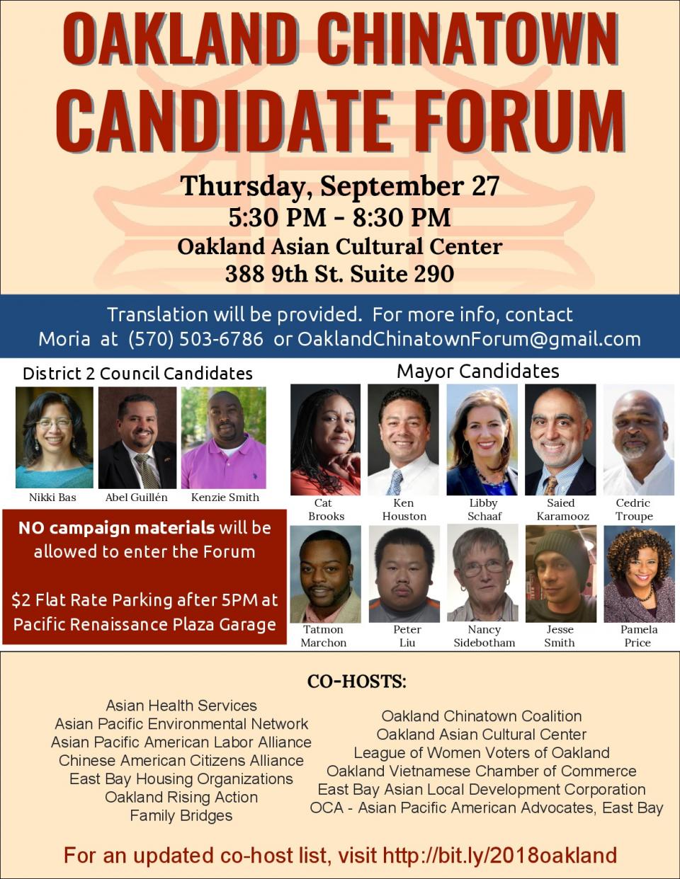 Flier for 9/27 Candidate Forum