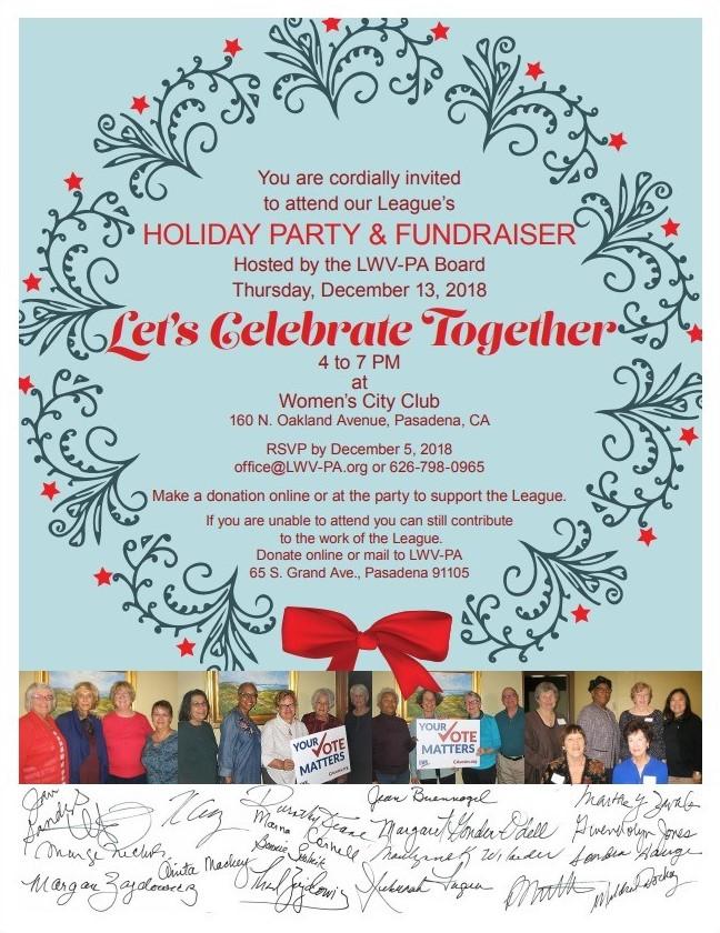 Pasadena Area Holiday Party 2018