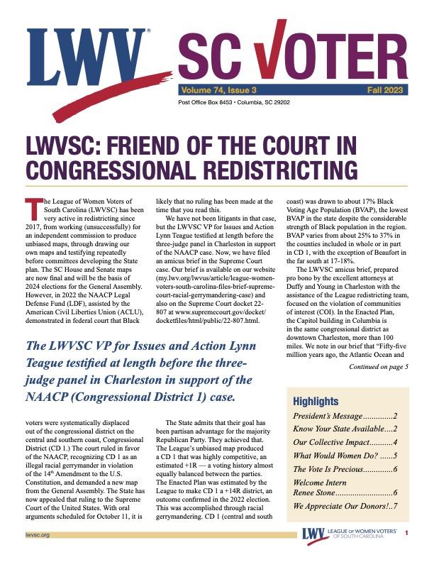 SC Voter Fall 2023 newsletter cover