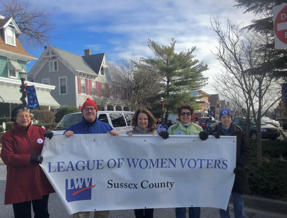 LWVSC members march in 2017 parage League of Women Voters of Sussex County members march in MLK, Jr parage January, 2017