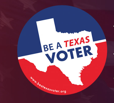 Graphic with button Be a Texas Voter