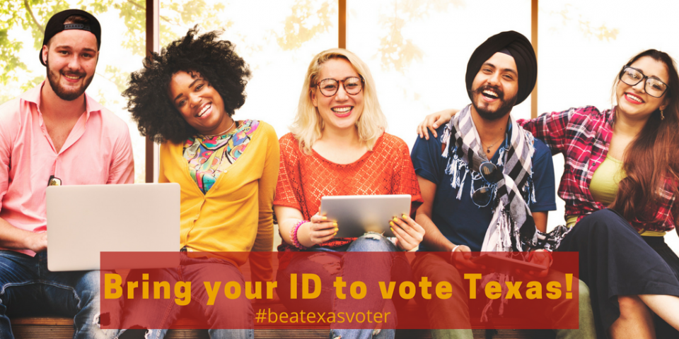 Group of folks bring your ID to vote Texas!