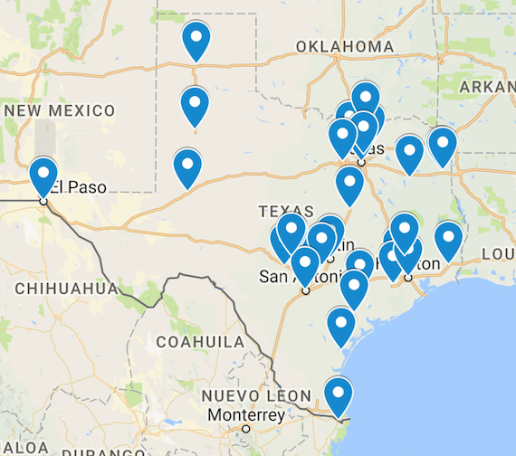 map of Texas leagues