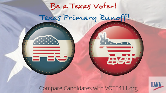 Texas Primary Runoff Election graphic with elephant and donkey