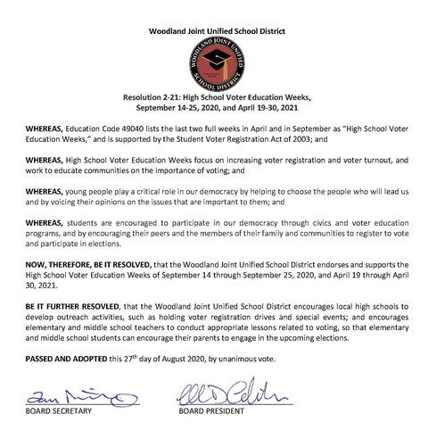 High School Voter Education Weeks