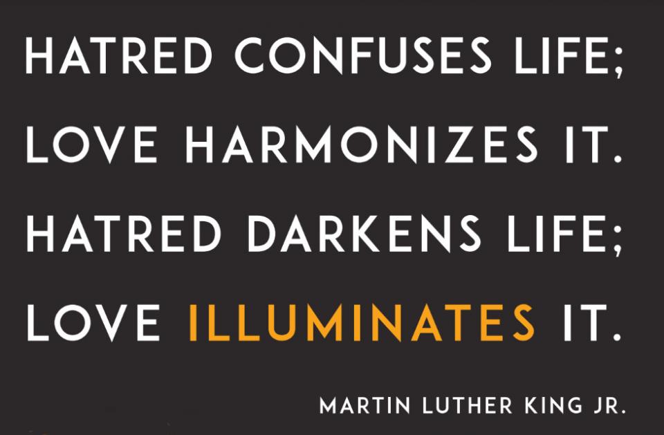 Quote by MLK, "Hatred Confuses Life..."