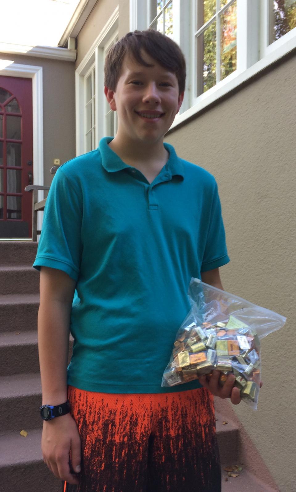 Jeff Kobal with candy from 4th of July contest