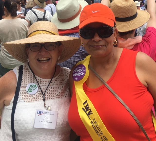 League member Liz Albert at the National Convention in Chicago Two league members at the national convention