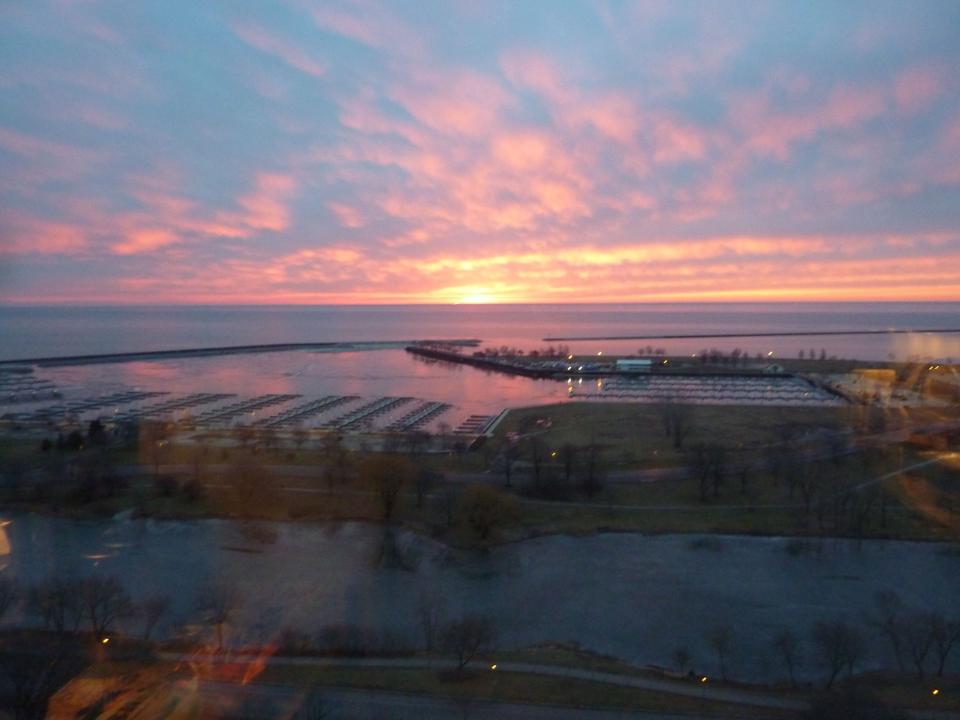 sunrise over lake michigan