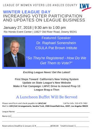Increasing voter participation and updates on league business