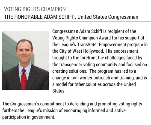 Voting Rights Champion: Adam Schiff, United States Congressman