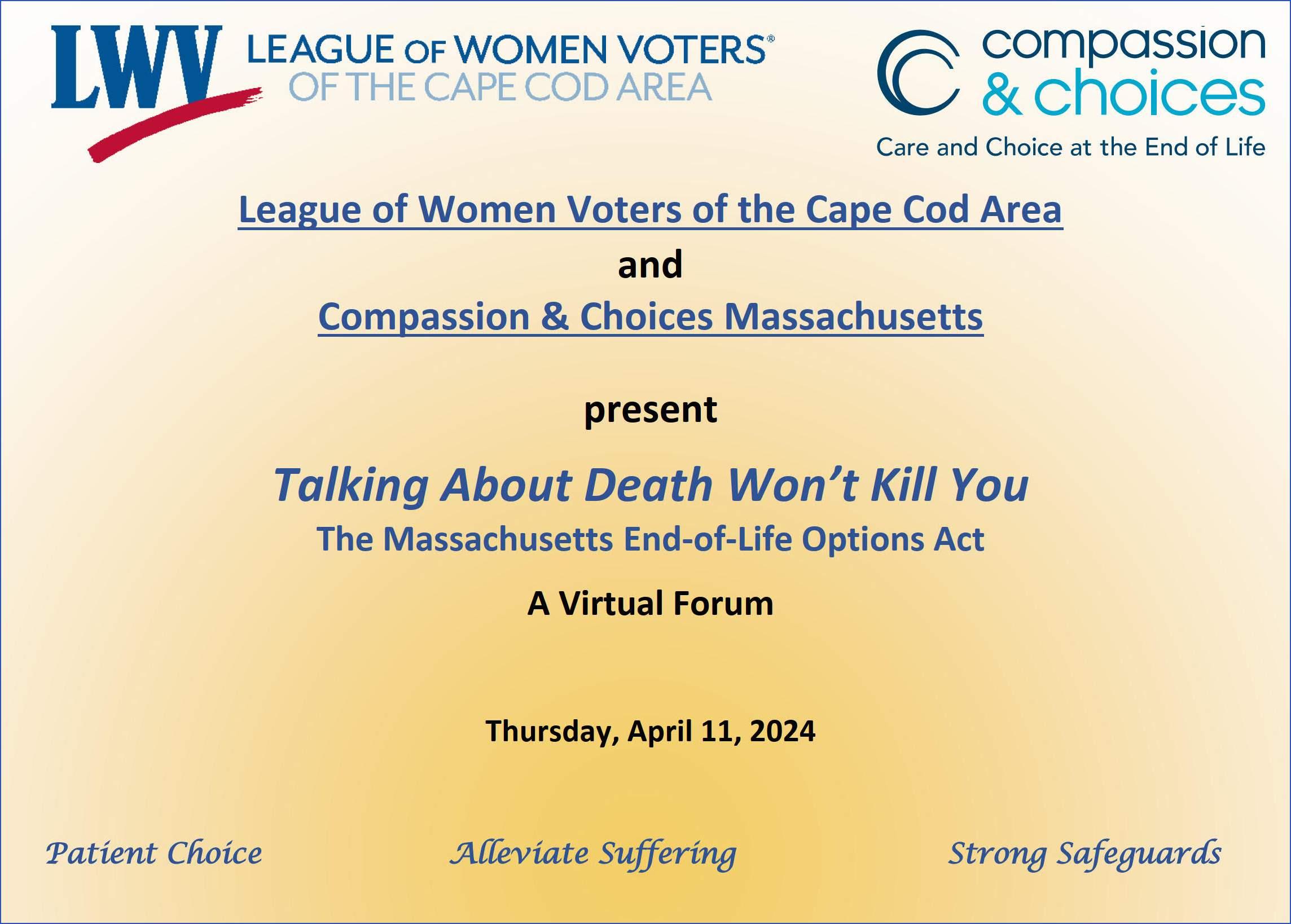 Flyer for End Of Life Forum