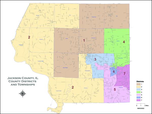 Jackson County, Illinois voting districts map, 2021