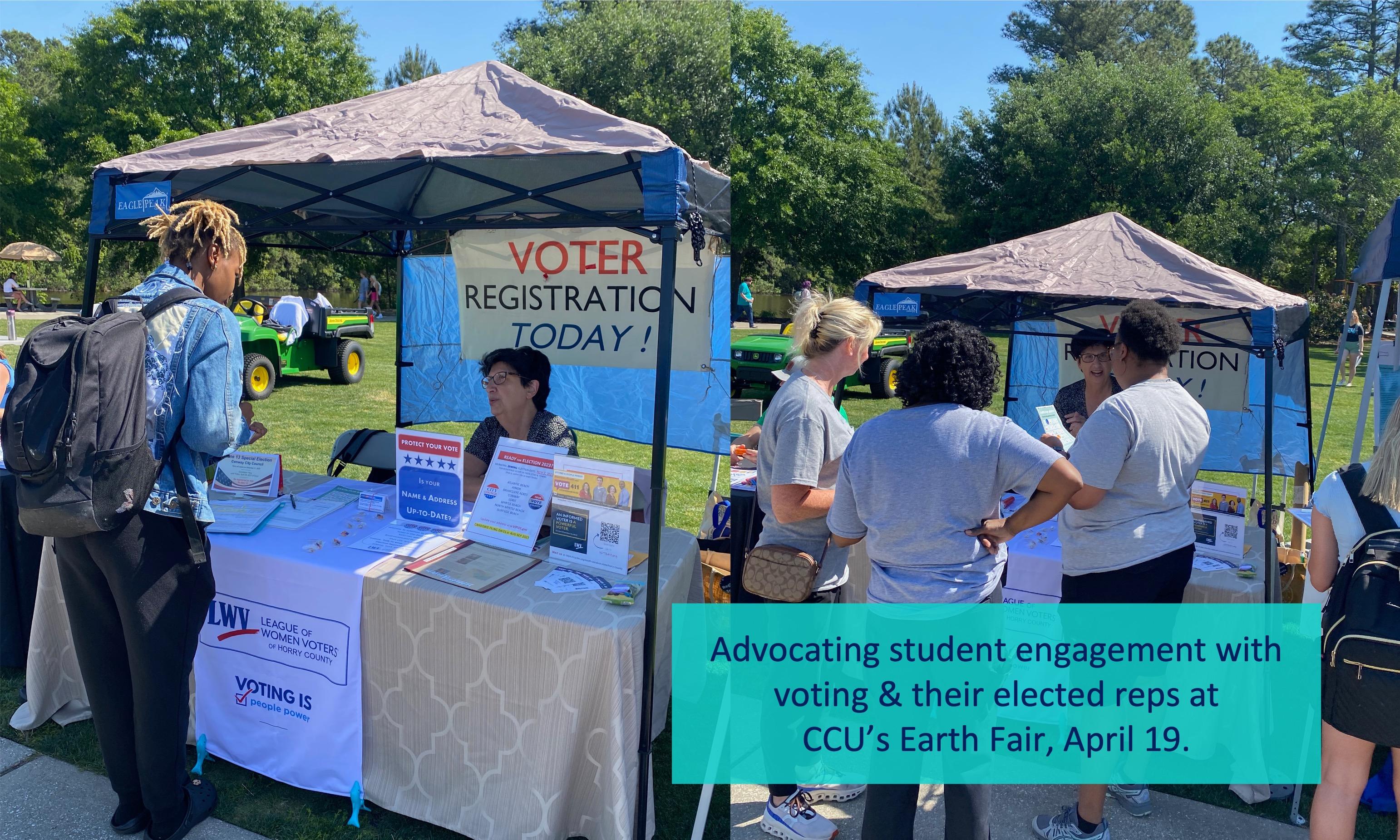 Registering Voters at CCU Earth Fair