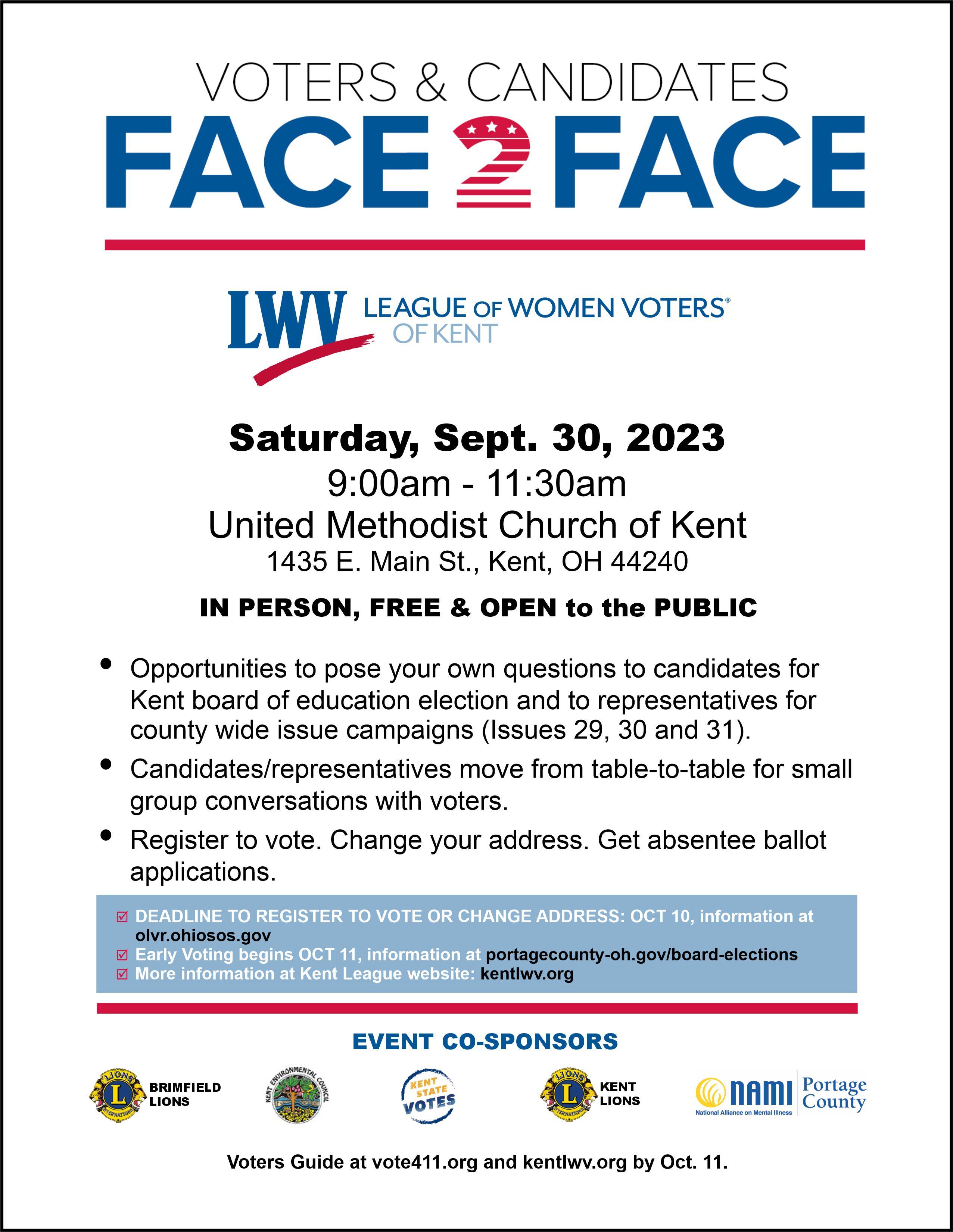 Face2Face Voters & Candidates Election Forum 2023 Flyer