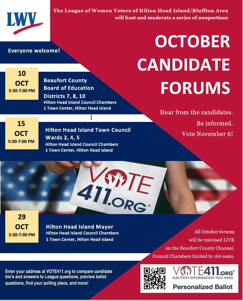 October 10, 15, 29 candidate forums