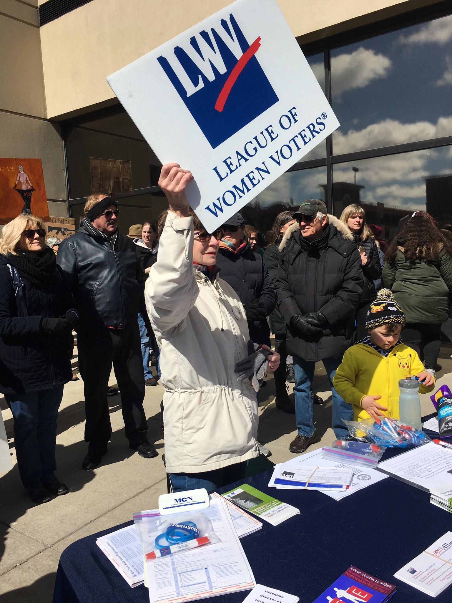 Roberta Millert at "March for our Lives" at the Federal Building in Syracuse, March 24th, 2018 The LWV at "March for Our Lives"
