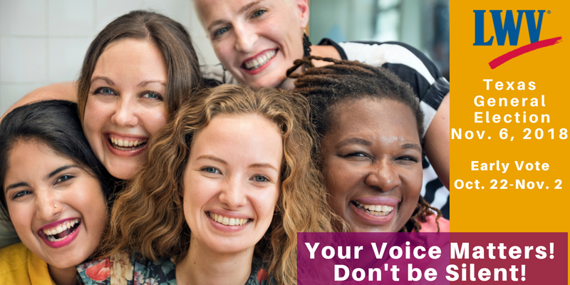 Your Voice Matters in the Texas General election Your Voice Matters in the Texas General Election with photo of women smiling
