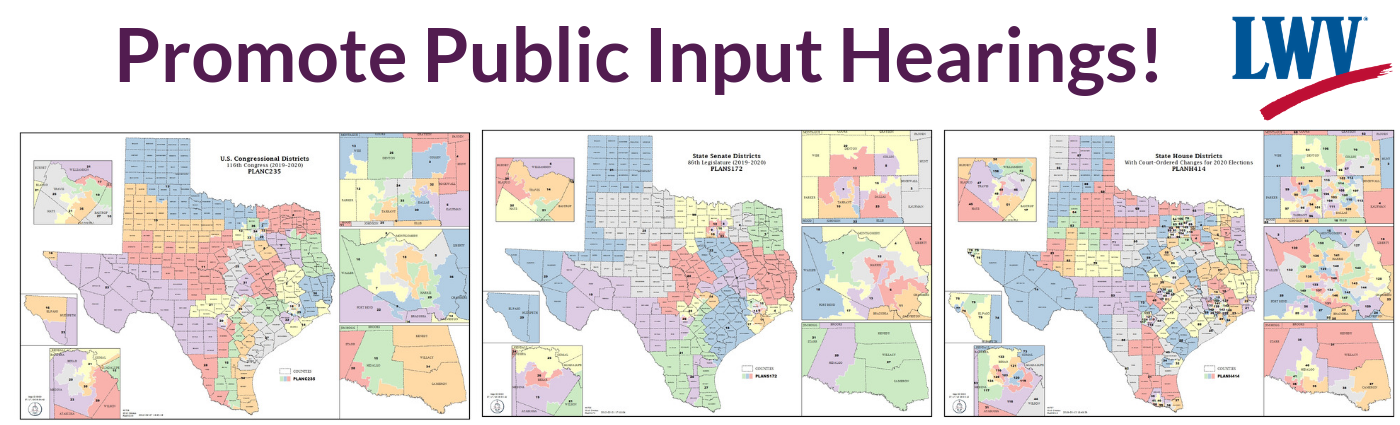 Promote Public Input Hearings with maps of districts