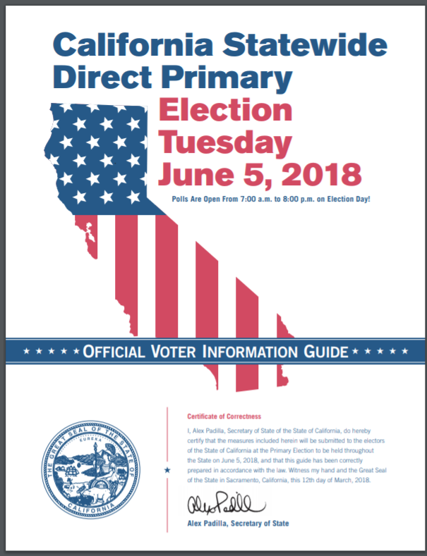 Official Voter Information Guide for June 5, 2018 Cover of the Official Voter Information Guide for June 5, 2018